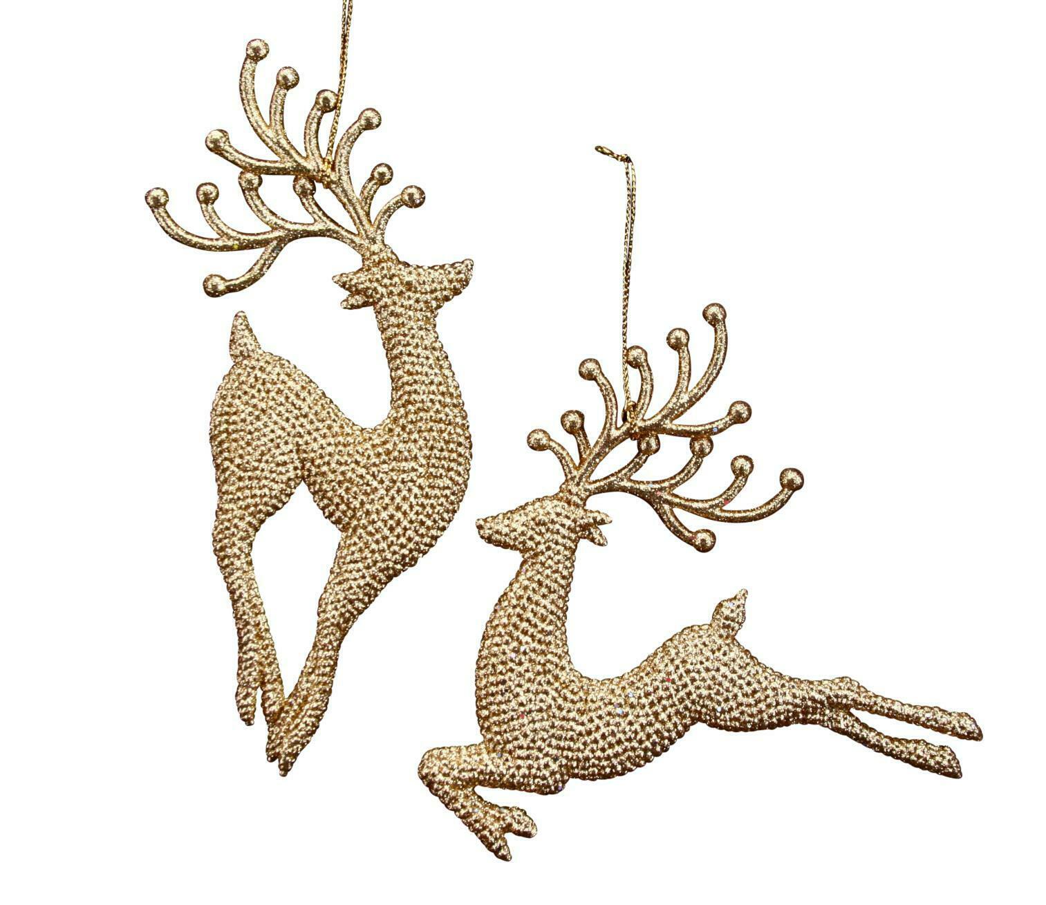 Pale Gold Glitter Reindeer Decoration
